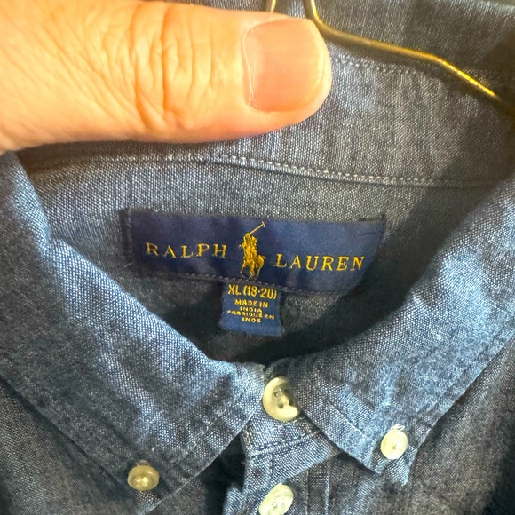 Ralph‎ Lauren Boys 18-20 Blue Chambray Button Down Long Sleeve Shirt - Picture 1 of 3